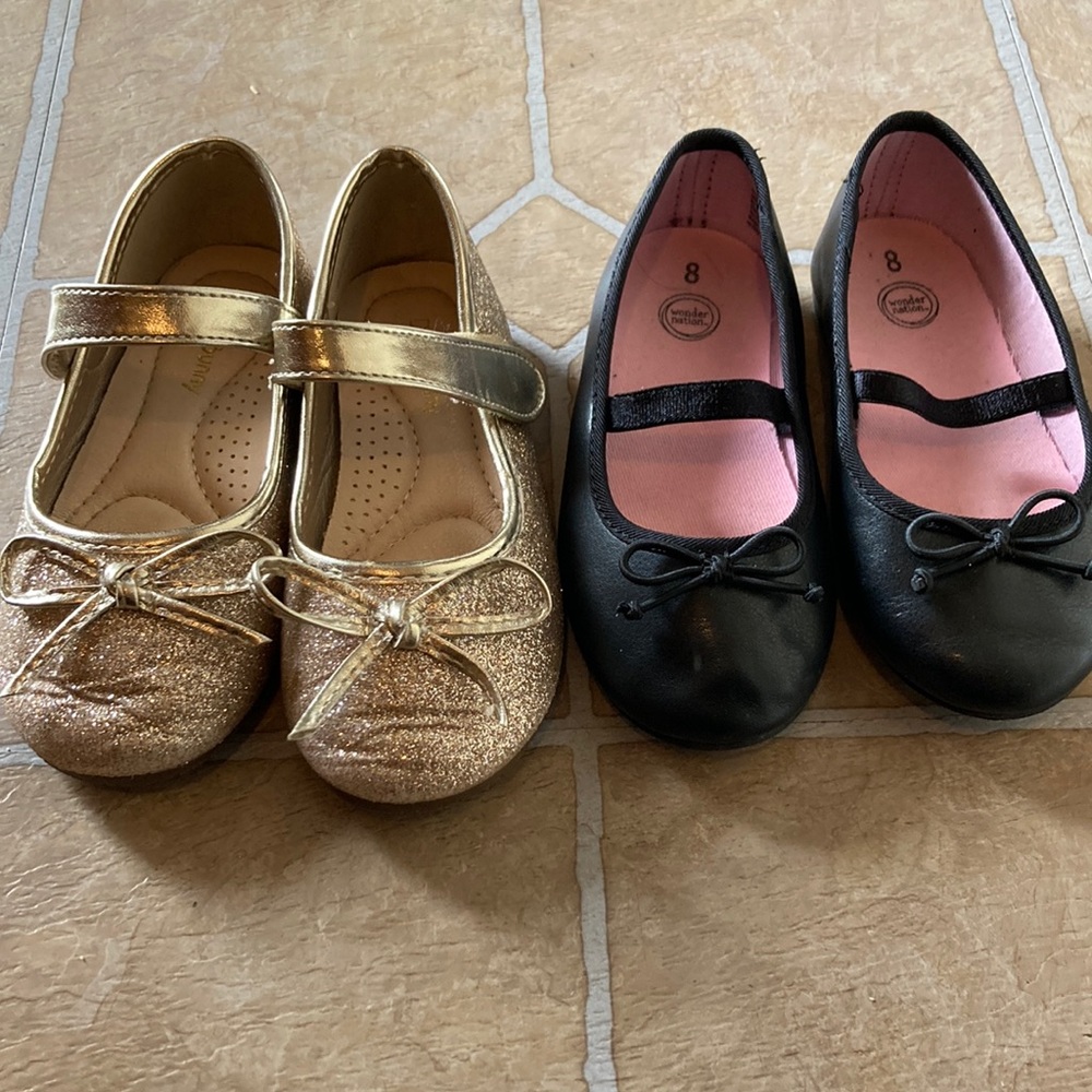 Black Gold Toddler Flats